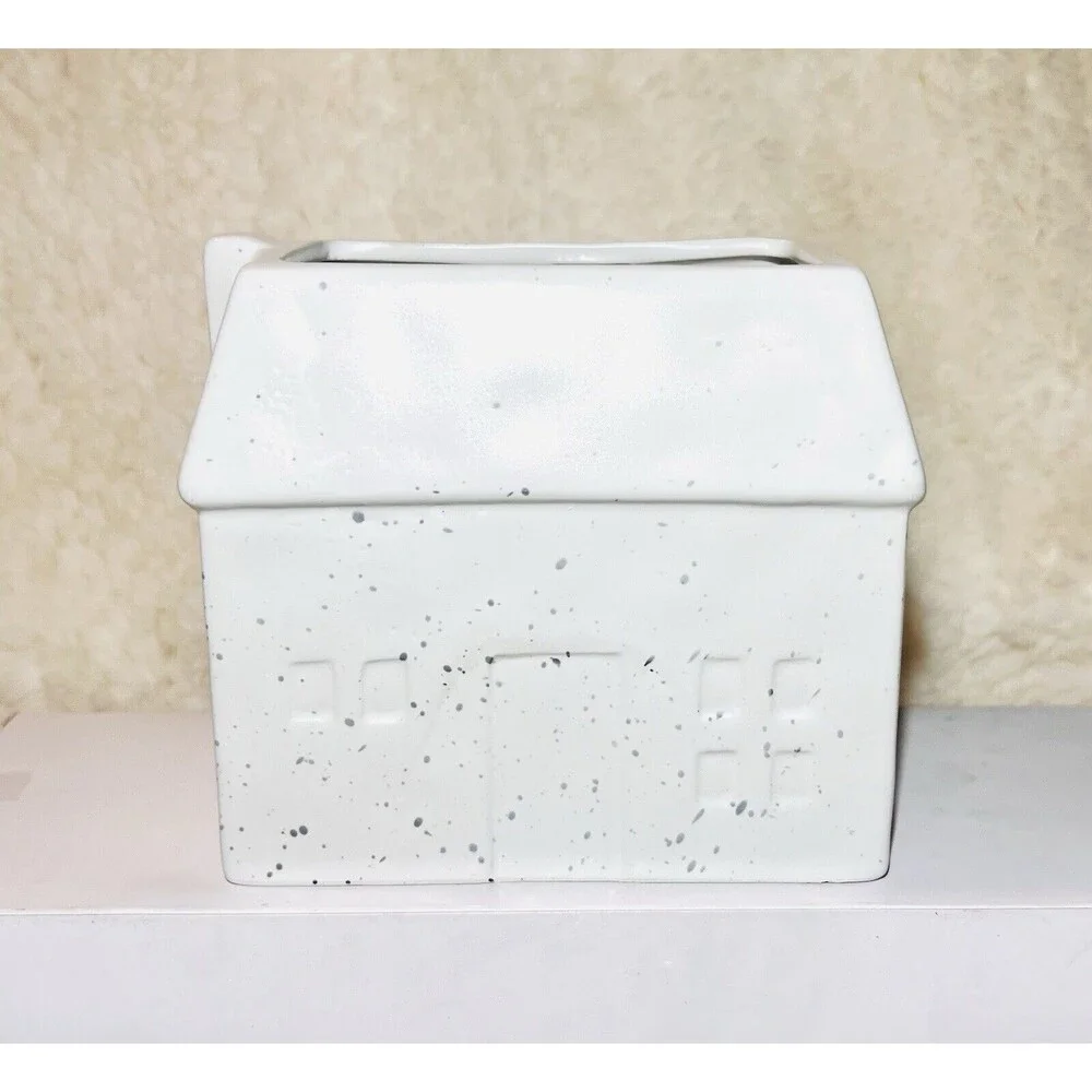 Target Ceramic House Planter Cottage White Speckle Bullseye Playground - New